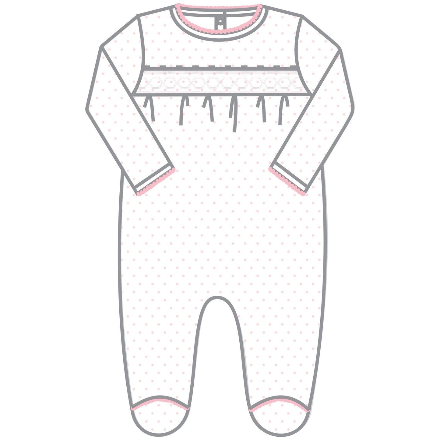 Mini Dots Smocked Footie - Pink