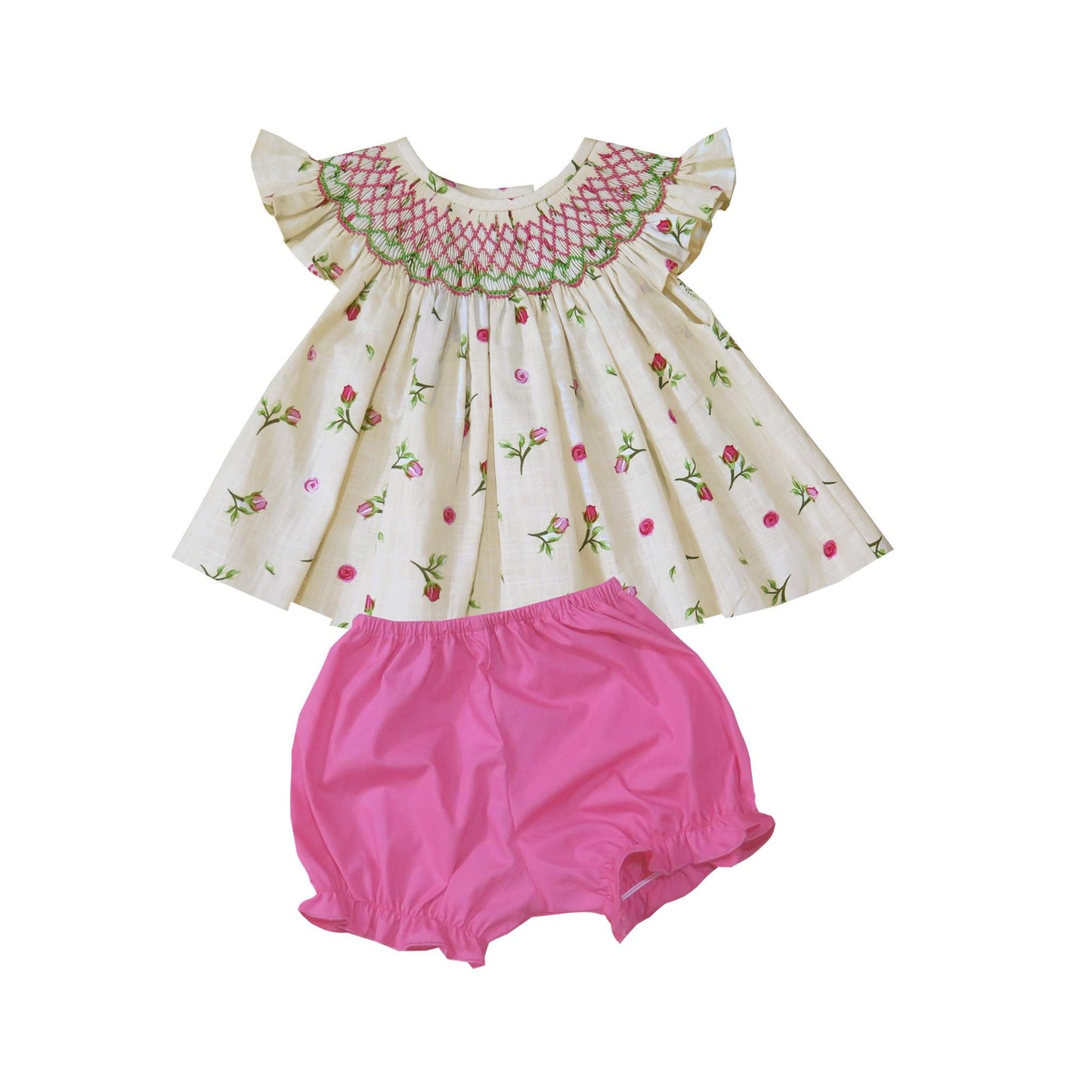 Smocked floral set