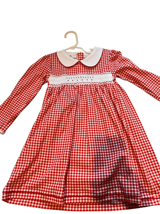 Red Gingham Collared Dress