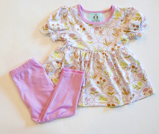Scalloped Floral Leggings Set