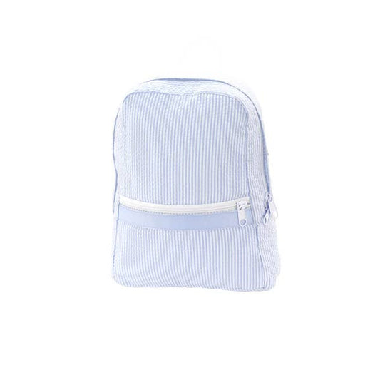 Baby Blue Seersucker Small Backpack | Mint