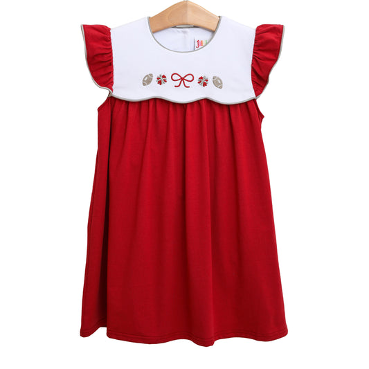 Team Spirit Scallop Dress-Crimson