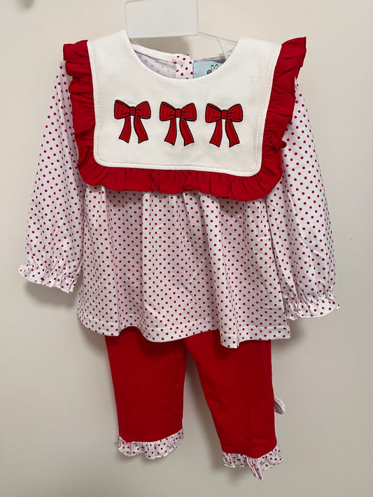 Red Bow Pants Set