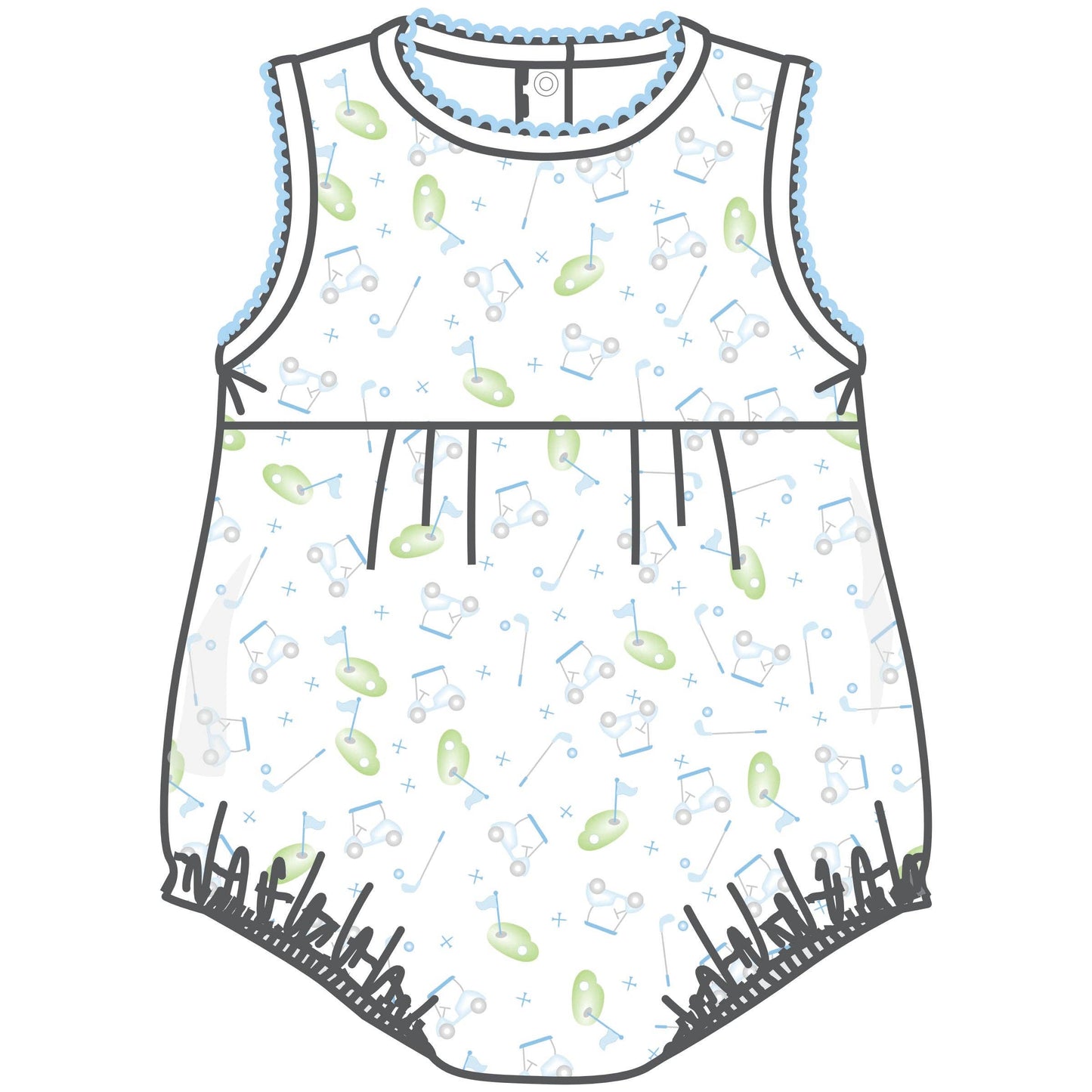 Tiny Tee Time Print Bubble - Light Blue