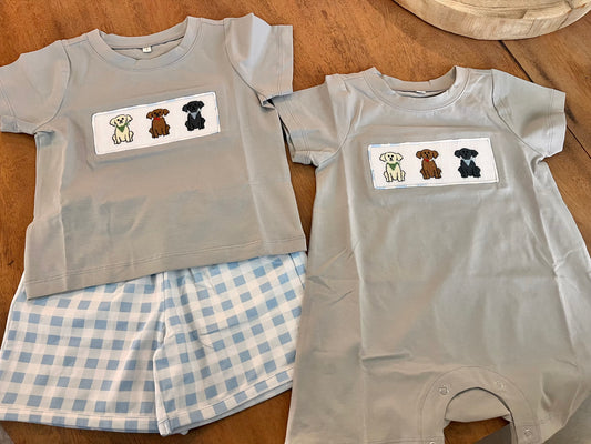 Smocked Puppy Set