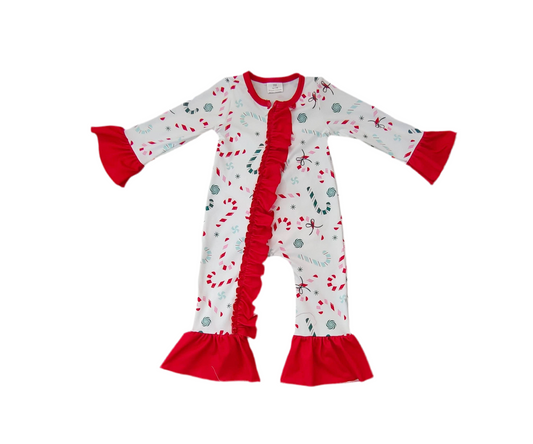 Baby Girls Christmas Candy Cane Rompers