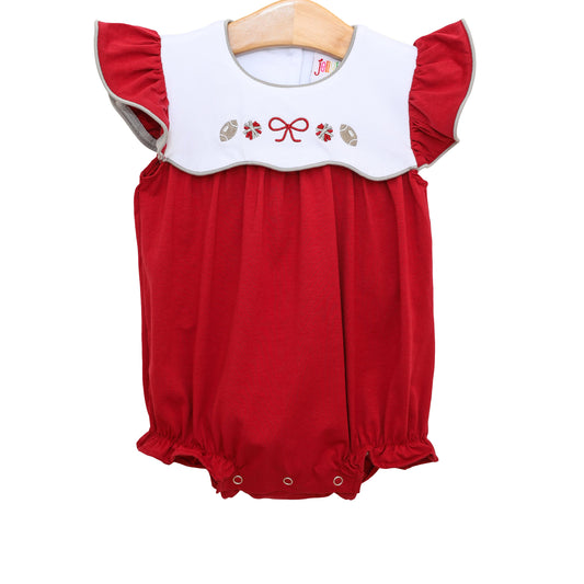 Team Spirit Scallop Romper-Crimson