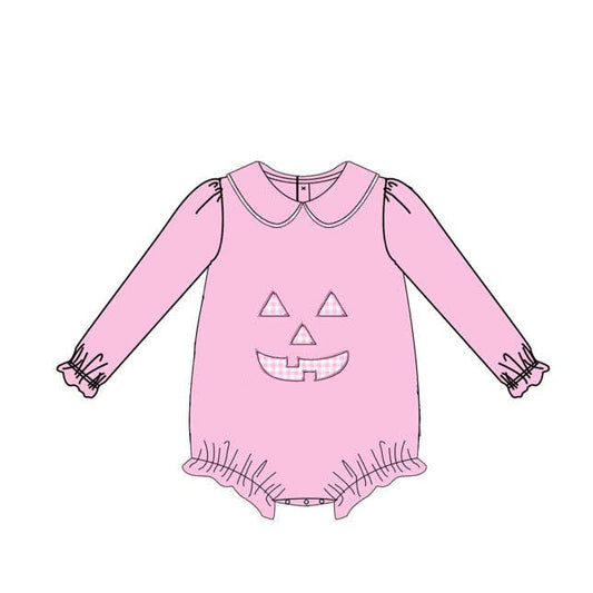 Girls Jack O Lantern LS Applique Bubble