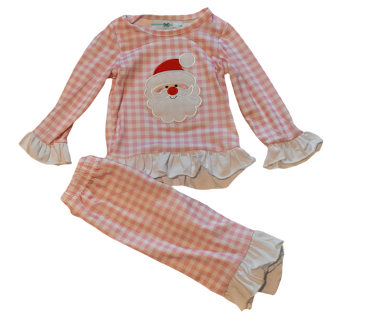 Gingham Santa Ruffle Pajamas