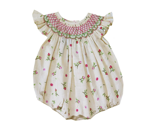 Smocked floral bubble