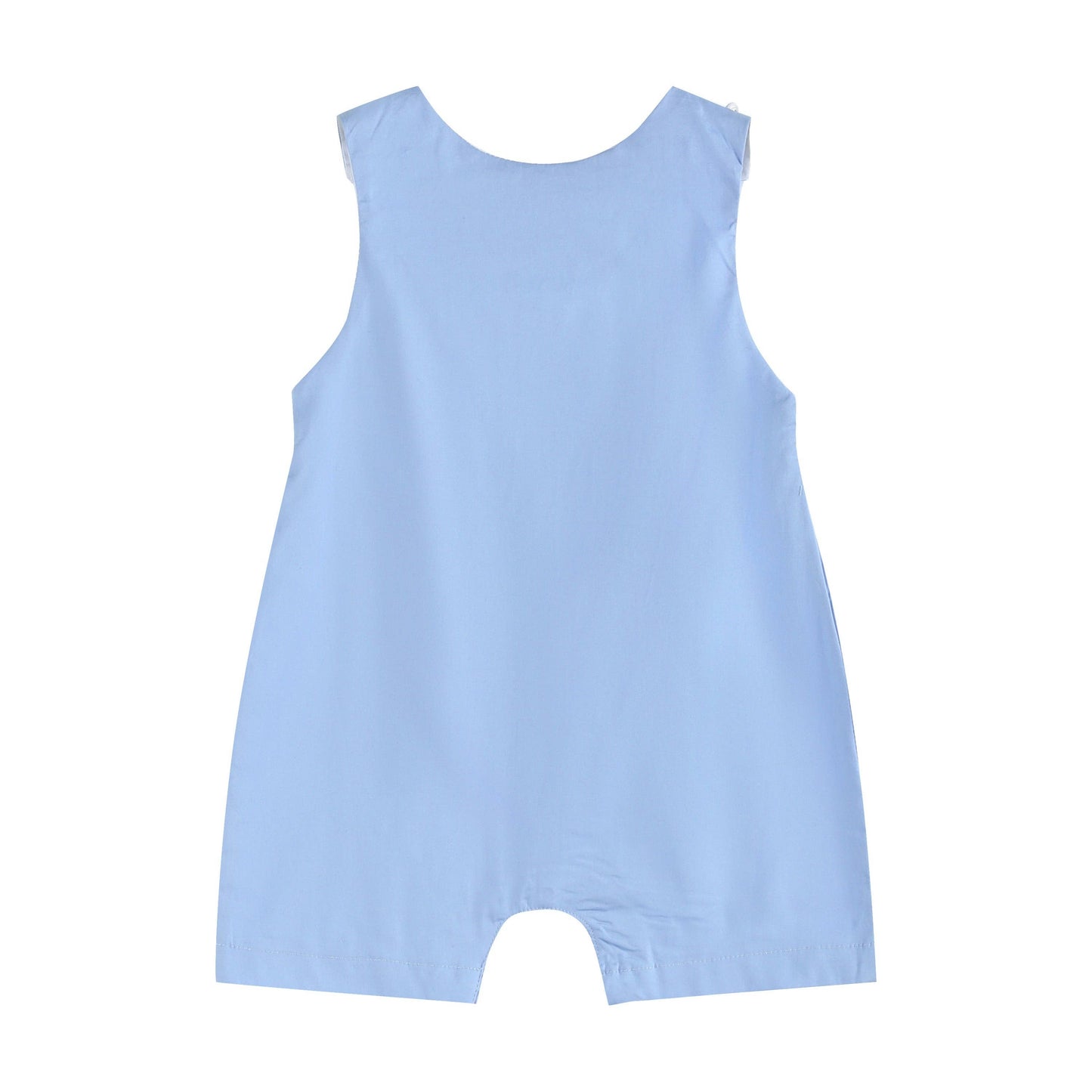 Periwinkle Blue Crosses Smocked Shortalls