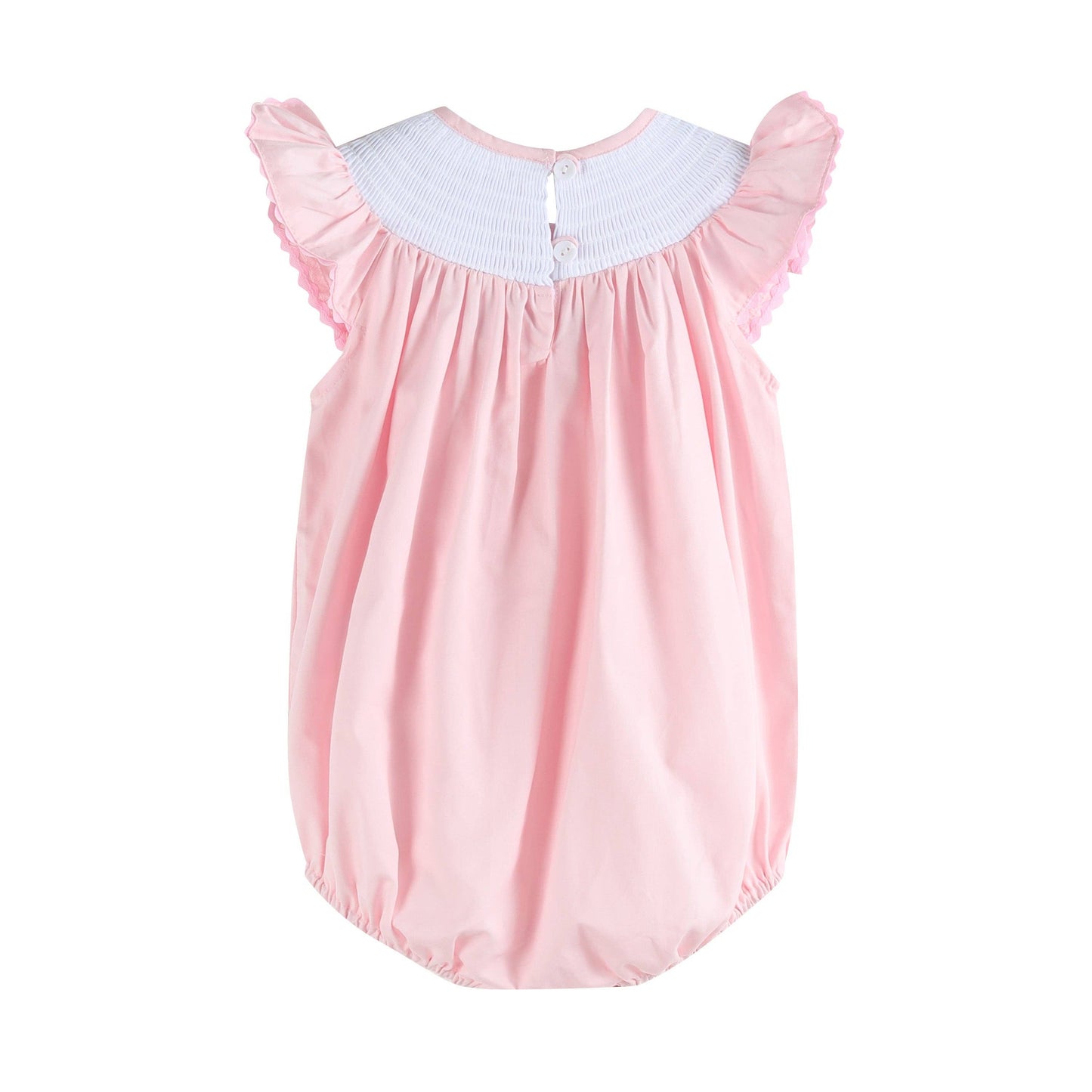 Pretty Pink Easter Bunny Smocked Flutter Romper