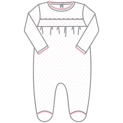 Mini Dots Smocked Footie - Pink